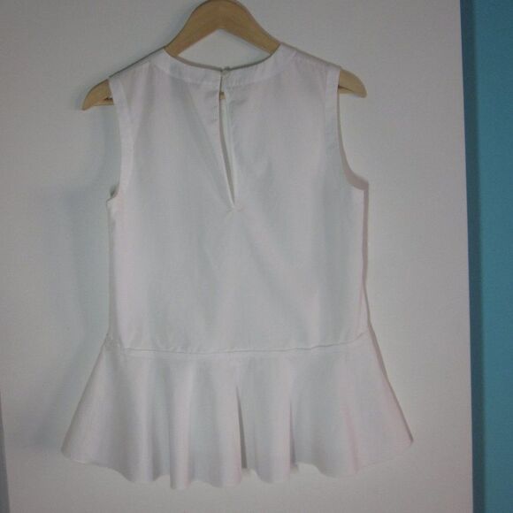 Theory Womens Size S White Cotton Peplum Blouse - Picture 3 of 10